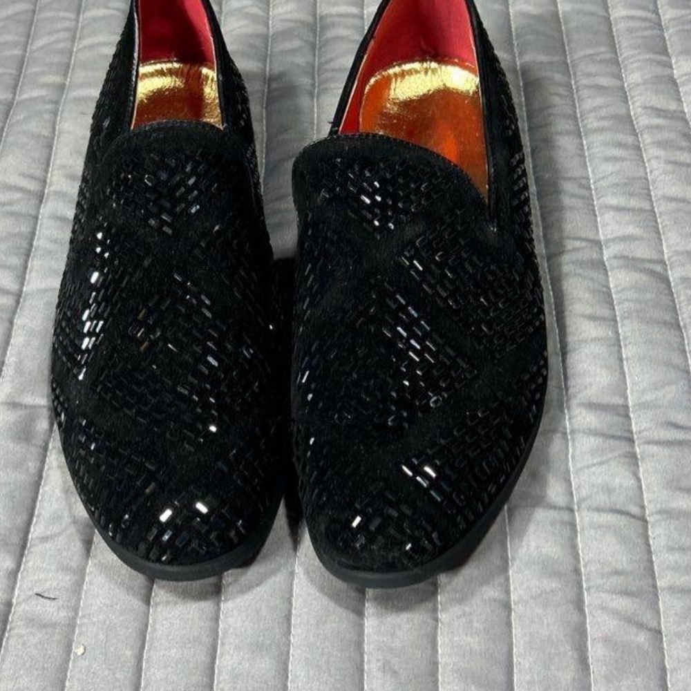 NEW Black Sequin Red Sole Size 7 Loafers Unisex